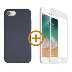 Силиконовый чехол «SoundBerry» cерый Full protection + защитное стекло для iPhone 7/8 SE2020, белое цена и информация | Чехлы для телефонов | kaup24.ee