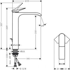 Valamusegisti push-open Hansgrohe Vivenis 250, kroom, 75040000 цена и информация | Смесители | kaup24.ee