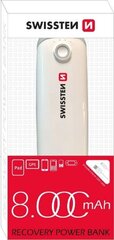 Swissten Premium Recovery Power Bank 1A / USB / 8000 mAh Белый цена и информация | Зарядные устройства Power bank | kaup24.ee