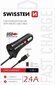 Swissten Premium Car charger USB + 2.4A and Micro USB Cable 60 cm Black цена и информация | Mobiiltelefonide laadijad | kaup24.ee