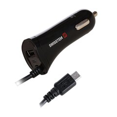 Swissten Premium Car charger USB + 2.4A and Micro USB Cable 60 cm Black цена и информация | Зарядные устройства для телефонов | kaup24.ee