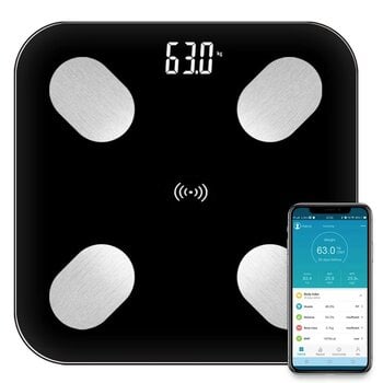 Body smart Bluetooth-kaalud telefonirakendusega musta värvi hind ja info | Kaalud | kaup24.ee