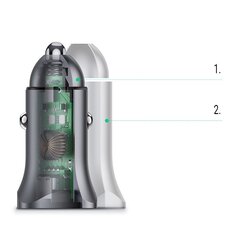 Ugreen USB Car Charger Type C / USB 24W Power Delivery Quick Charge gray (30780) hind ja info | Mobiiltelefonide laadijad | kaup24.ee
