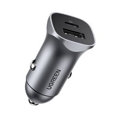 Ugreen USB Car Charger Type C / USB 24W Power Delivery Quick Charge gray (30780) hind ja info | Mobiiltelefonide laadijad | kaup24.ee