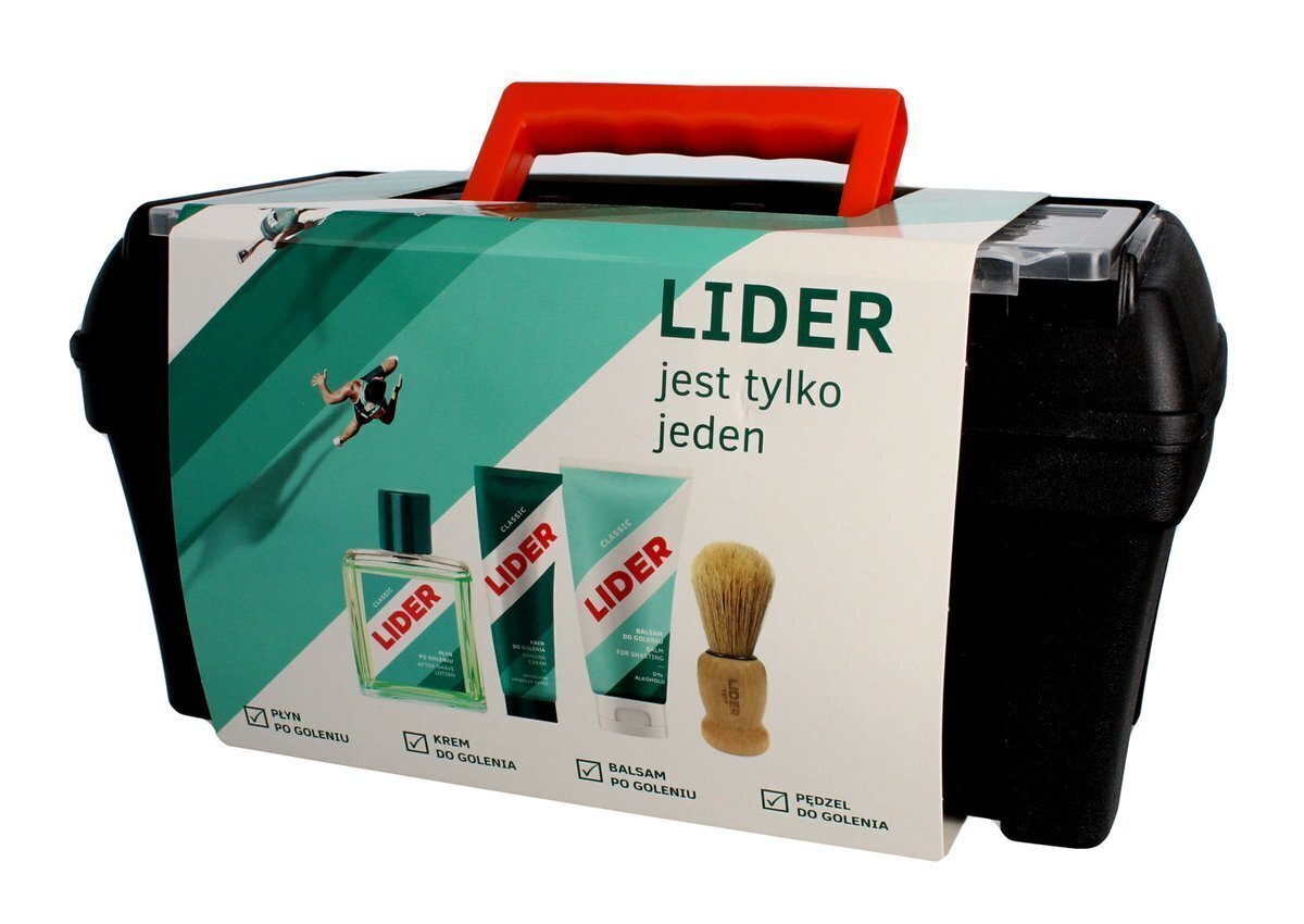 Raseerimiskomplekt meestele Lider Classic: habemeajamisvesi, 100 ml + habemeajamiskreem, 75 g + habemeajamisjärgne palsam, 100 ml + habemeajamispintsel hind ja info | Raseerimisvahendid | kaup24.ee