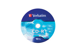 CD Verbatim CD-R Verbatim 43725 CD-R 52X 700MB 10tk. hind ja info | Vinüülplaadid, CD, DVD | kaup24.ee