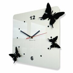 Seinakell 3D liblikad, valge цена и информация | Часы | kaup24.ee