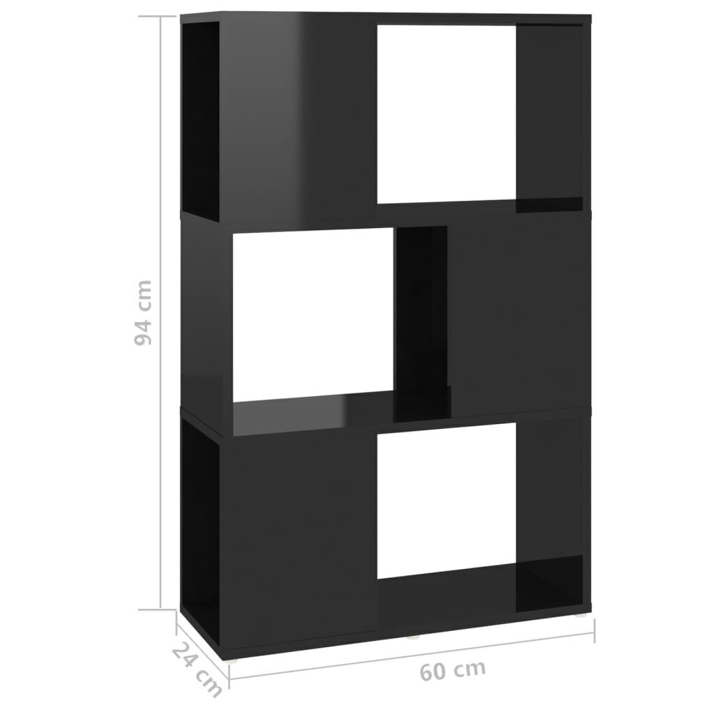 Raamaturiiul / toa vahesein, 60 x 24 x 94 cm, must hind ja info | Riiulid | kaup24.ee