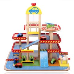 Большой деревянный гараж с лифтом + машины Ecotoys цена и информация | Игрушки для мальчиков | kaup24.ee