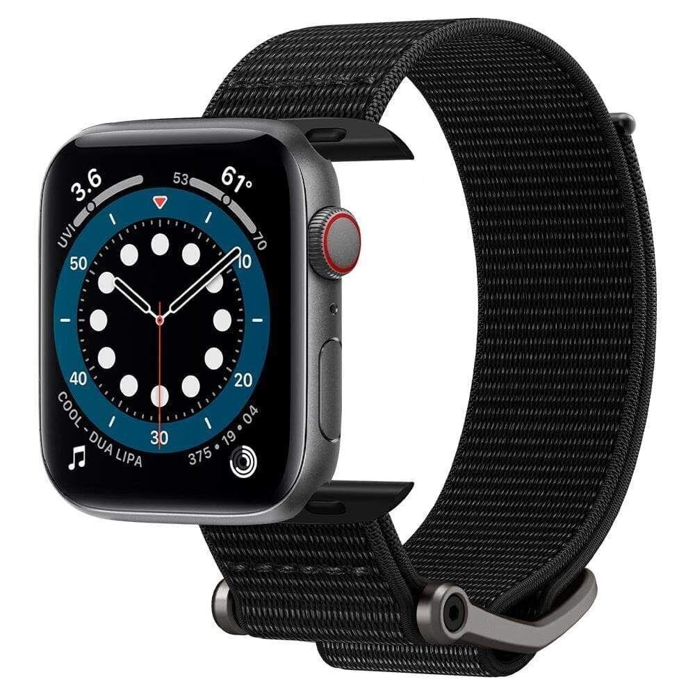 Kellarihm Spigen DuraPro FLEX skirta Apple Watch 4 / 5 / 6 / 7 / SE (42 / 44 / 45 mm) must hind ja info | Nutikellade ja nutivõrude tarvikud | kaup24.ee