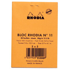 Märkmeplokk A7/80l ruut Rhodia oranž 80g, Clairefontaine /10 hind ja info | Vihikud, märkmikud ja paberikaubad | kaup24.ee