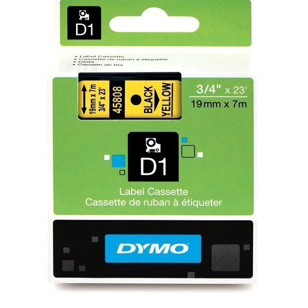 Dymo lint D1 19mmx7m must/kollasel 45808/5 цена и информация | Printeritarvikud | kaup24.ee