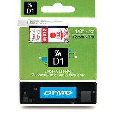 DYMO D1 Tape 12mm x 7m   red on transparent (45012   S0720520) - цена и информация | Аксессуары для принтера | kaup24.ee