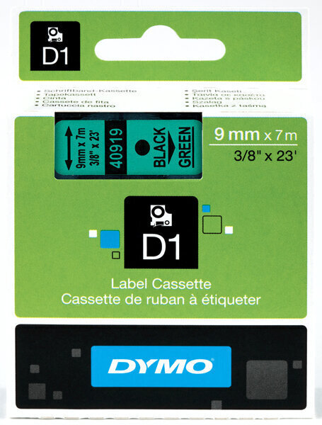 Dymo lint D1 9mmx7m must/roheline 40919/5 hind ja info | Printeritarvikud | kaup24.ee