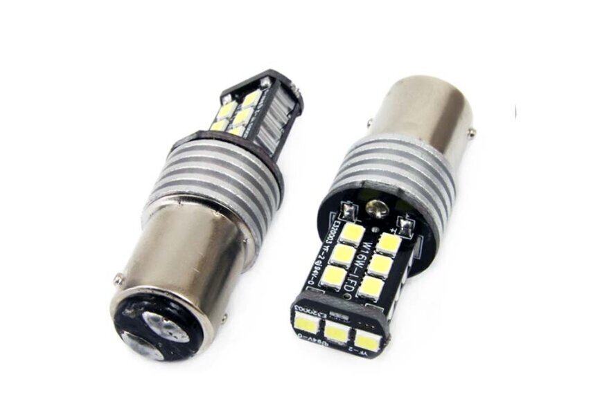 LED Canbus 15SMD 2835 7,5W 1157 (P21 / 5W) valged, 12V / 24V autopirnid, 2 tk. hind ja info | Autopirnid | kaup24.ee