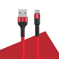 Maxlife MXUC-01 kaabel USB - USB-C 1,0 m 2A punane nailon цена и информация | Кабели для телефонов | kaup24.ee