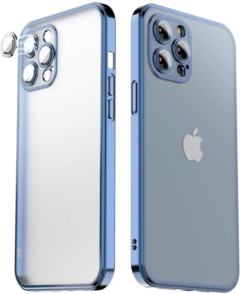 Matte transparent soft case camera protection (electroplated) Apple iPhone 13 sinist värvi (blue metalic) hind ja info | Telefoni kaaned, ümbrised | kaup24.ee