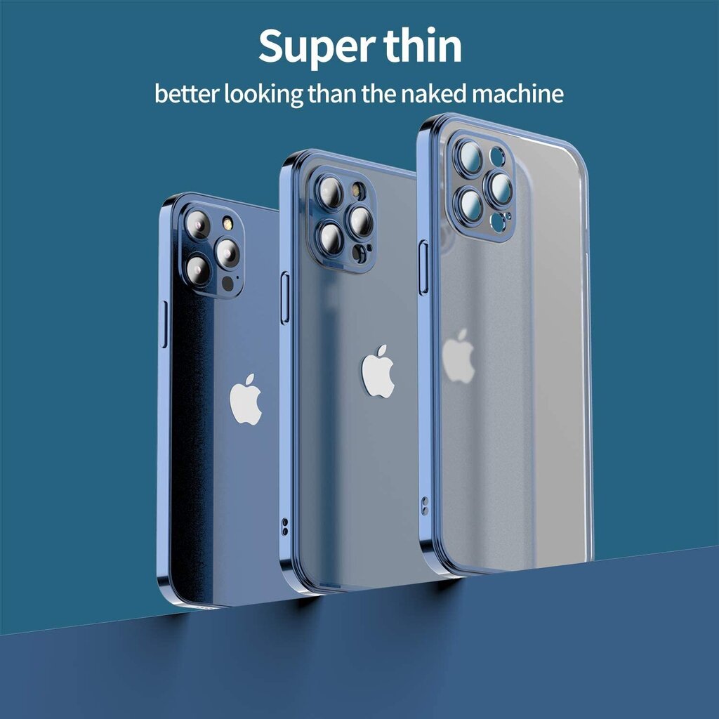 Matte transparent soft case camera protection (electroplated) Apple iPhone 13 sinist värvi (blue metalic) hind ja info | Telefoni kaaned, ümbrised | kaup24.ee