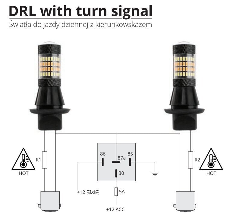 Pööramisfunktsiooniga LED DRL pirnid, ühildub PY21W pirniga. hind ja info | Autopirnid | kaup24.ee