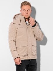 Куртка мужская с капюшоном Ombre C504,. бежевая цена и информация | Мужские куртки | kaup24.ee