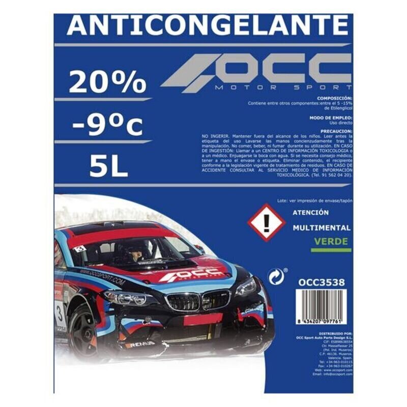 Antifriis OCC Motorsport 20% Roheline (5 L) цена и информация | Antifriisid ja jahutusvedelikud | kaup24.ee