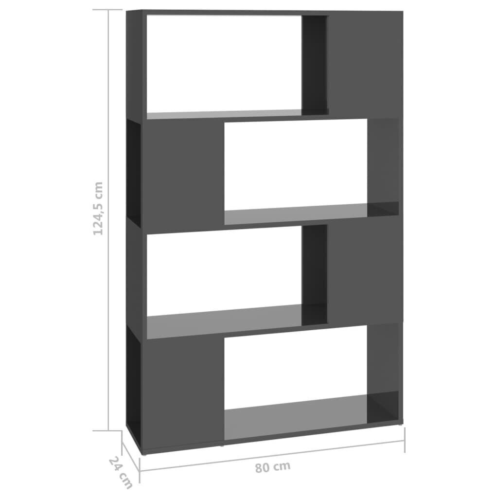 Spintelė knygoms/kambario pertvara, 80x24x124,5 cm, pilka hind ja info | Riiulid | kaup24.ee