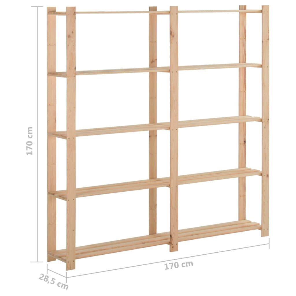 Riiul asjade jaoks, 5 taset, 170x28,5x170cm, täismänd цена и информация | Riiulid tööriistadele | kaup24.ee