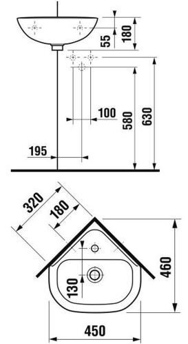 Nurga kraanikauss Jika Olymp Deep 45 hind ja info | Kraanikausid, valamud | kaup24.ee