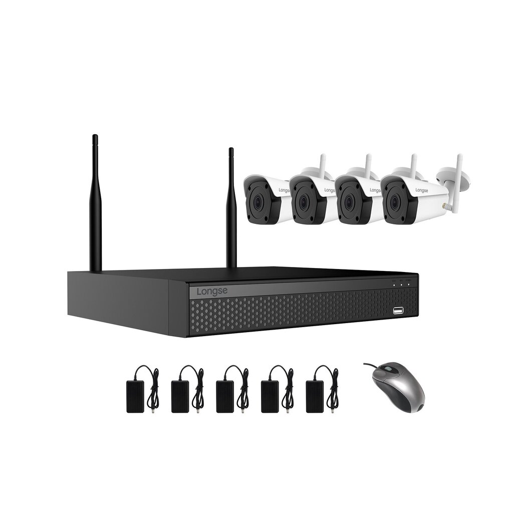 4 WIFI IP valvekaamera komplekt Longse WIFI2104DE4FK500, 5Mp, 3,6mm цена и информация | Valvekaamerad | kaup24.ee