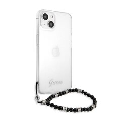 GUHCP13SKPSBK Guess PC Script and Black Pearls Case for iPhone 13 Mini Transparent hind ja info | Telefoni kaaned, ümbrised | kaup24.ee