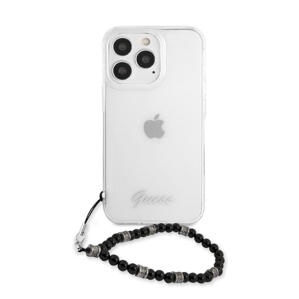 GUHCP13XKPSBK Guess PC Script and Black Pearls Case for iPhone 13 Pro Max Transparent цена и информация | Telefoni kaaned, ümbrised | kaup24.ee