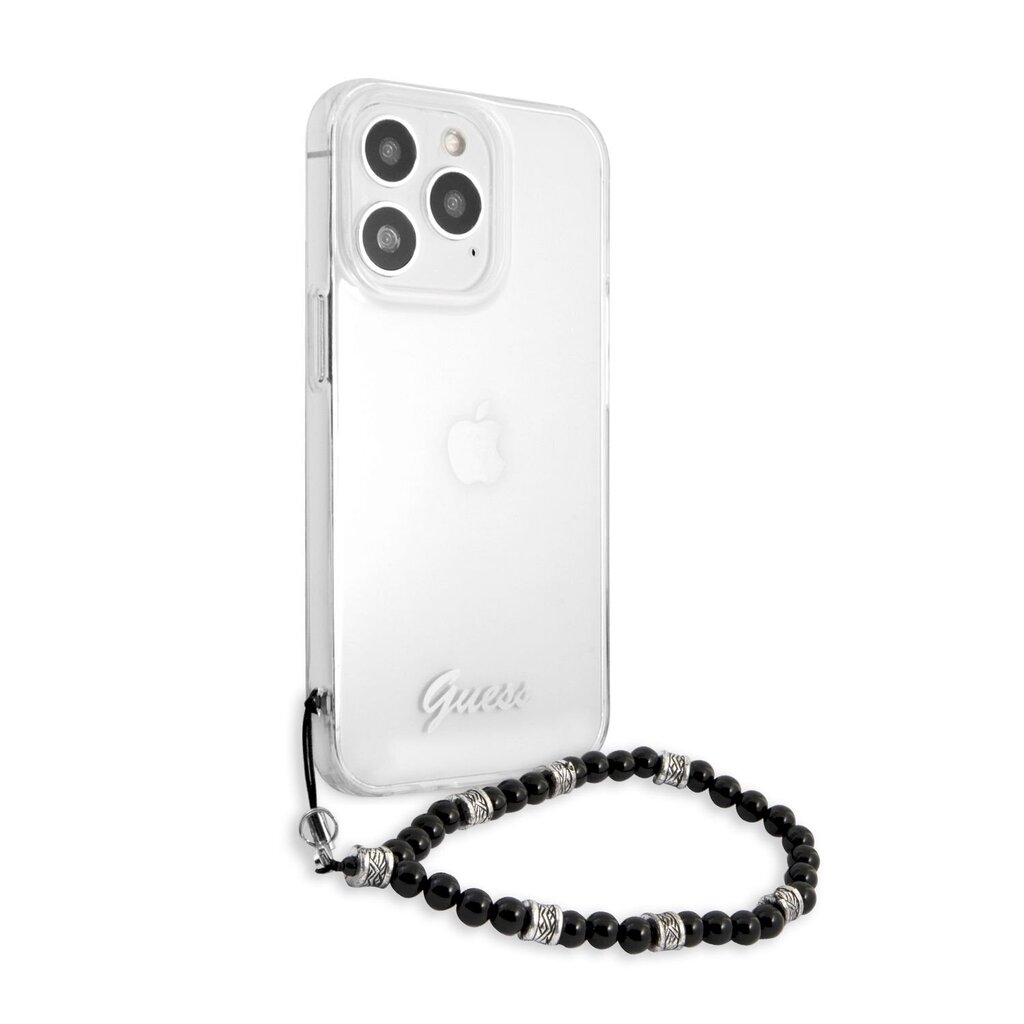 GUHCP13XKPSBK Guess PC Script and Black Pearls Case for iPhone 13 Pro Max Transparent цена и информация | Telefoni kaaned, ümbrised | kaup24.ee