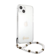 GUHCP13SKPSWH Guess PC Script and White Pearls Case for iPhone 13 Mini Transparent hind ja info | Telefoni kaaned, ümbrised | kaup24.ee