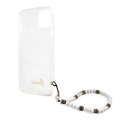 GUHCP13MKPSWH Guess PC Script and White Pearls Case for iPhone 13 Transparent hind ja info | Telefoni kaaned, ümbrised | kaup24.ee