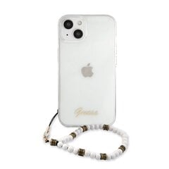 GUHCP13MKPSWH Guess PC Script and White Pearls Case for iPhone 13 Transparent цена и информация | Чехлы для телефонов | kaup24.ee