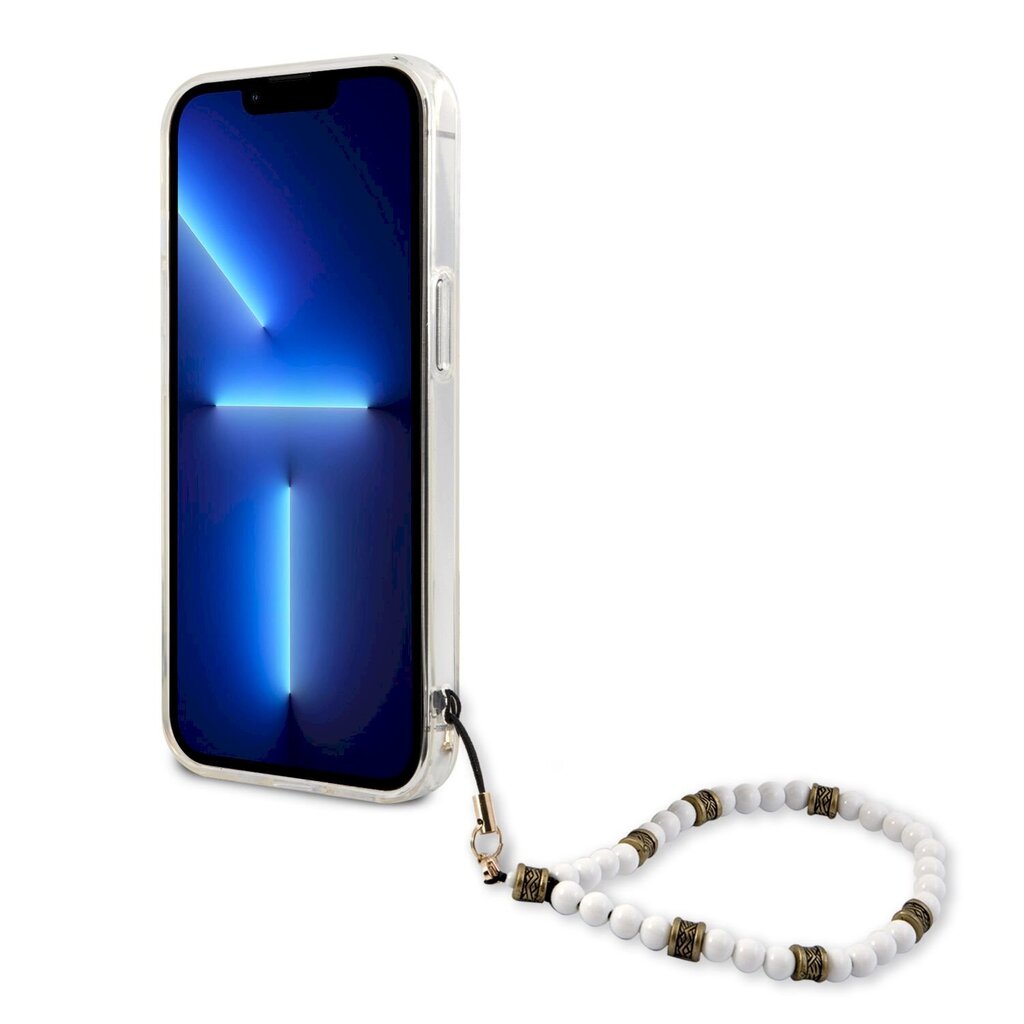 GUHCP13LKPSWH Guess PC Script and White Pearls Case for iPhone 13 Pro Transparent цена и информация | Telefoni kaaned, ümbrised | kaup24.ee