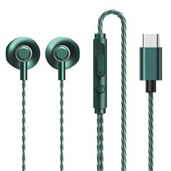 REMAX kõrvasisesed kõrvaklapid C-tüüpi USB-peakomplekt kaugjuhtimispuldiga roheline (RM-711a Tarnish) цена и информация | Наушники | kaup24.ee