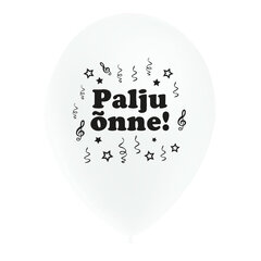 Õhupallid "Palju õnne" valged, Birthday 10 tk/pk diam 25 cm, Balloonia /12 hind ja info | Õhupallid | kaup24.ee