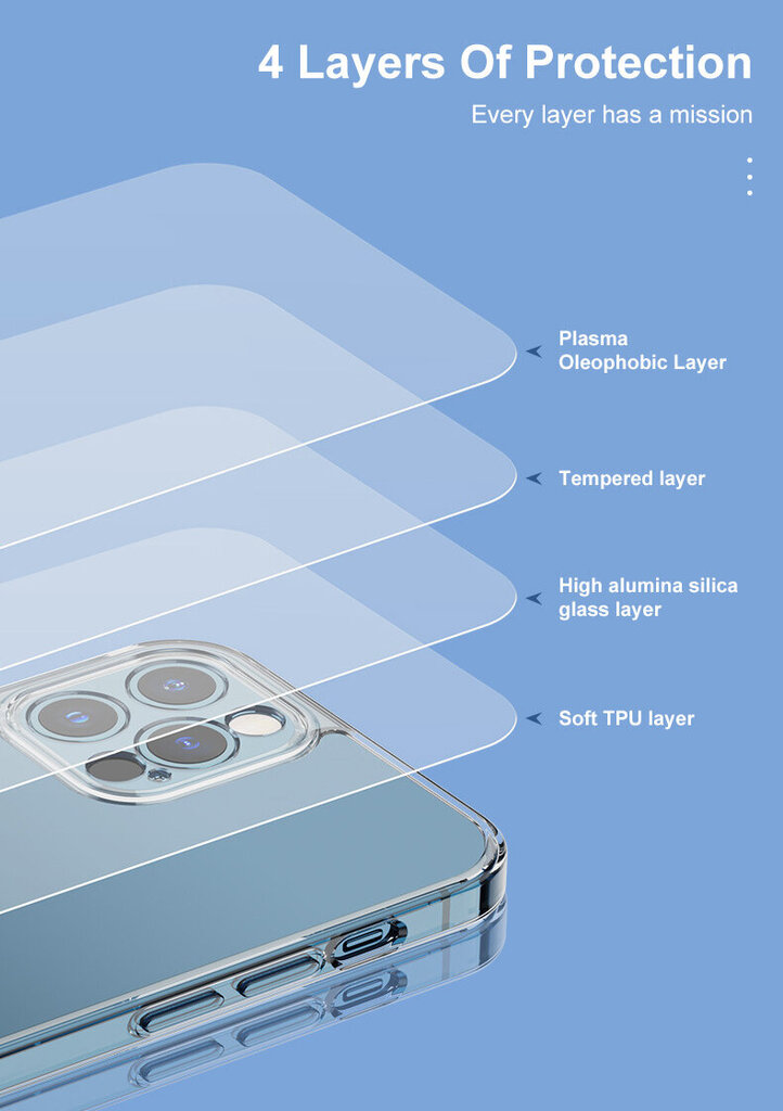 Telefoniümbris Matte White Waterfall Glass case (integrated tempered glass) Soundberry Apple iPhone 13 Pro Max selge hind ja info | Telefoni kaaned, ümbrised | kaup24.ee