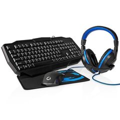 Nedis GCK41100BKUS Gaming Combo Kit 4-in-1 hind ja info | Klaviatuurid | kaup24.ee