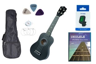 Jasmin U3 ukulele komplekt, must цена и информация | Гитары | kaup24.ee