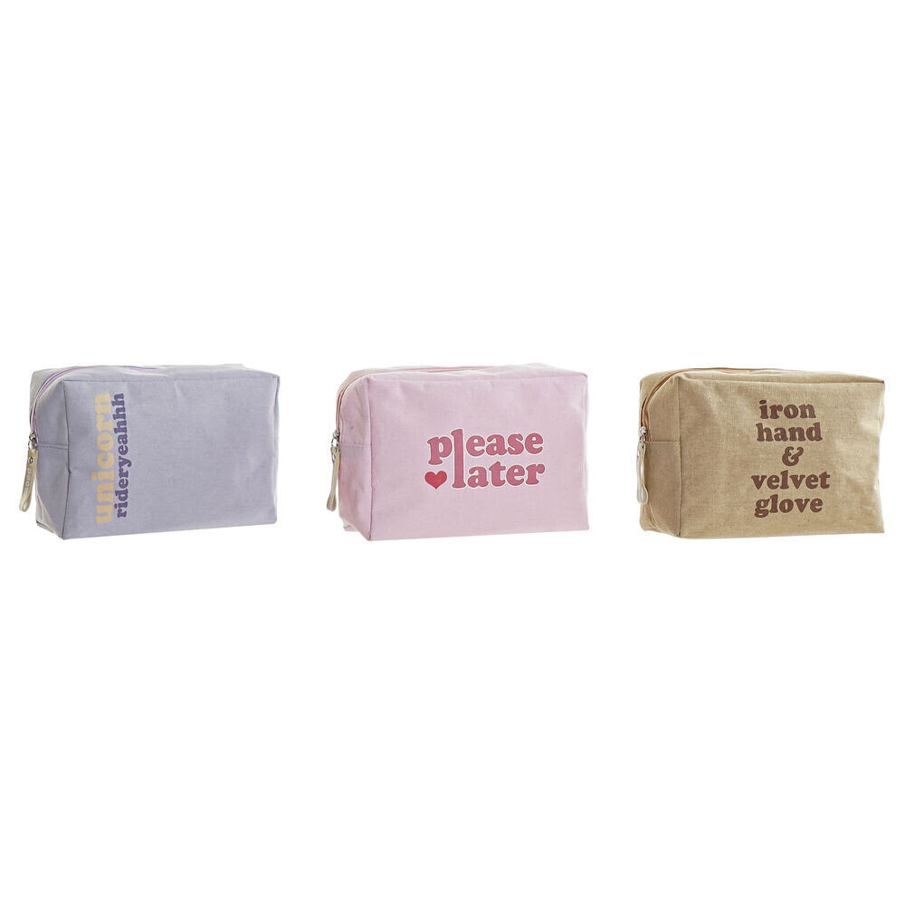 Kotike DKD Home Decor Kangas Sinine Roosa Pruun Polüester Polüuretaan Shabby Chic (3 pcs) (20 x 8 x 14 cm) hind ja info | Koolikotid, sussikotid | kaup24.ee