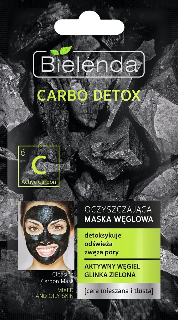 Puhastav mask aktiivsöega kombineeritud nahale Bielenda Carbo Detox 8 ml цена и информация | Näomaskid, silmamaskid | kaup24.ee