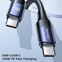 USAMS U71 USB-C kuni USB-C 100W PD 2m, must hind ja info | Mobiiltelefonide kaablid | kaup24.ee