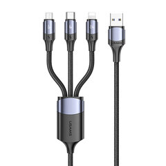 USAMS U71 3in1 USB-C, Lightning, Micro USB PD 1,2m, must hind ja info | Mobiiltelefonide kaablid | kaup24.ee