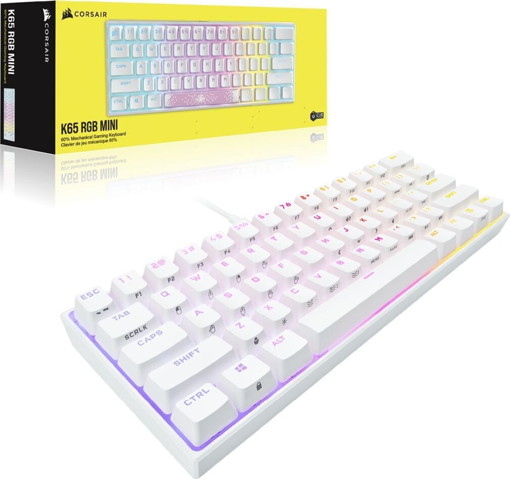 Corsair K65 RGB Mini Cherry MX Red US цена и информация | Klaviatuurid | kaup24.ee