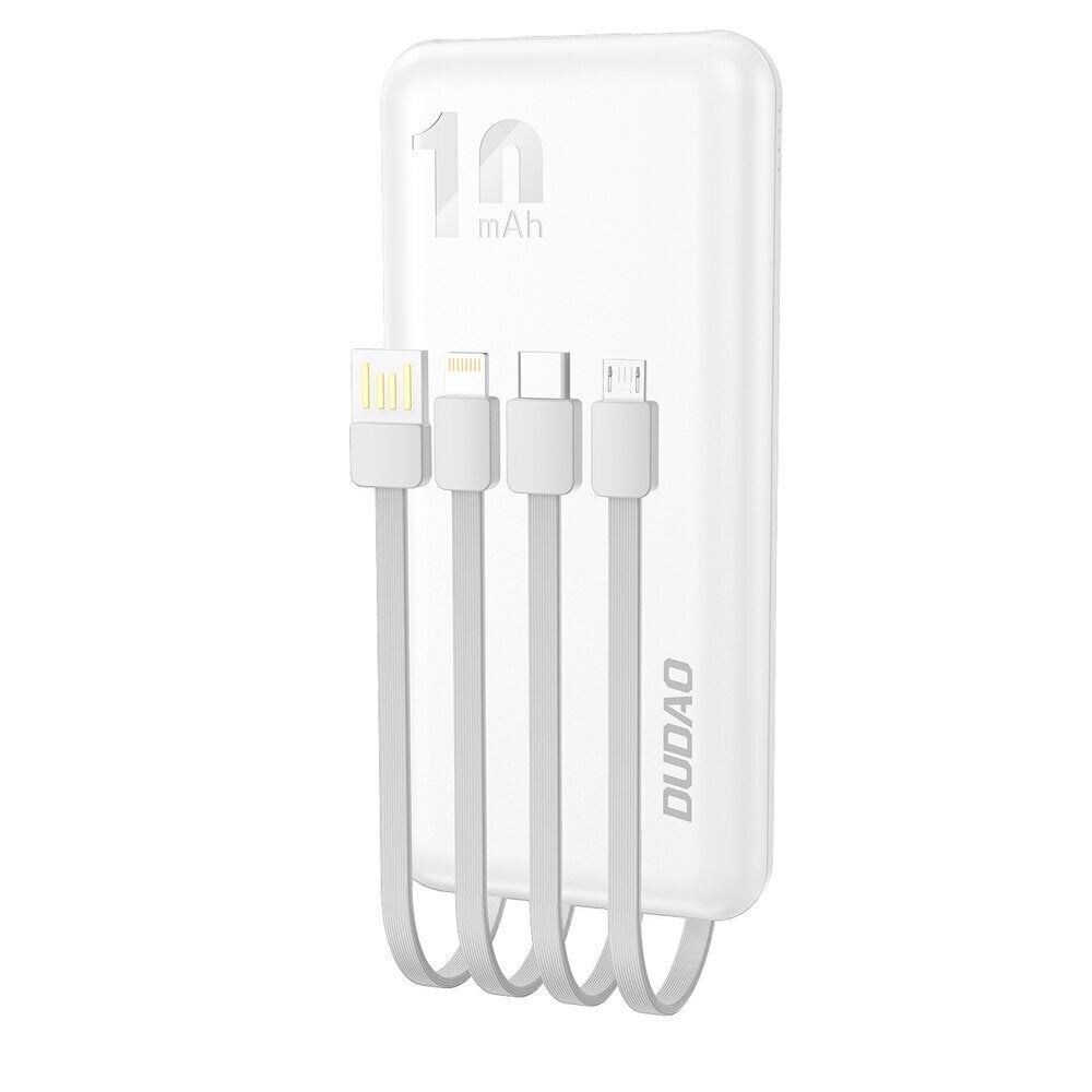 Dudao K6Pro Universal 10000mAh Power Bank with USB Cable, USB Type C, Lightning white (K6Pro-white) hind ja info | Akupangad | kaup24.ee