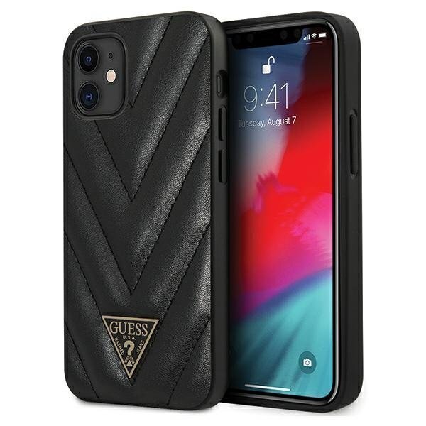 GUHCP12SPUVQTMLBK Guess V Quilted Cover for iPhone 12 mini 5.4 Black hind ja info | Telefoni kaaned, ümbrised | kaup24.ee