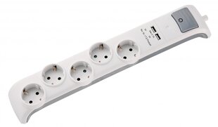 Pikendusjuhe Electraline 62506, 5 pistikupesa + 2 USB, 2 m hind ja info | Pikendusjuhtmed, kaablid | kaup24.ee