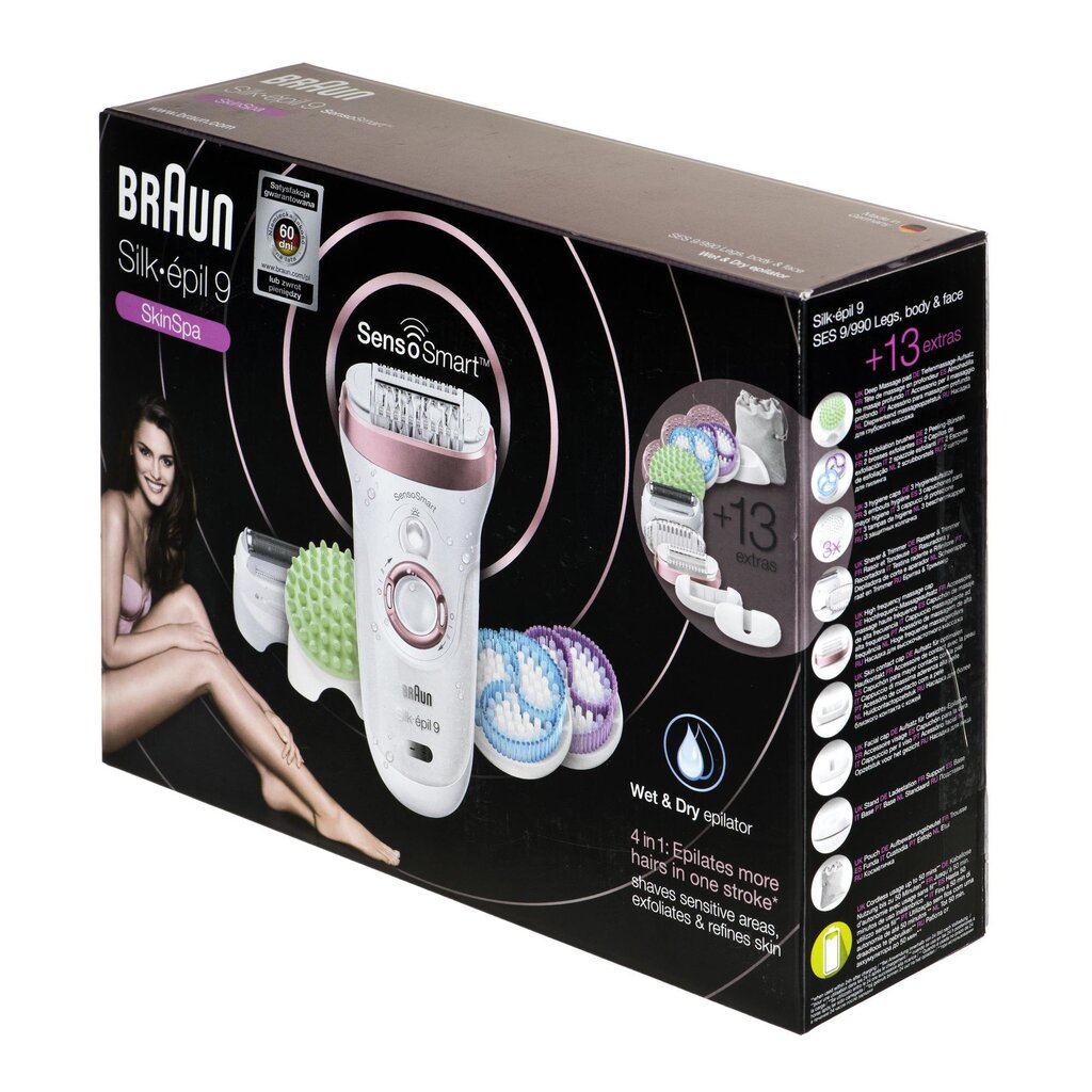 SES9990 Braun epilaator Silk•èpil®9 SensoSmart цена и информация | Epilaatorid, raseerijad | kaup24.ee